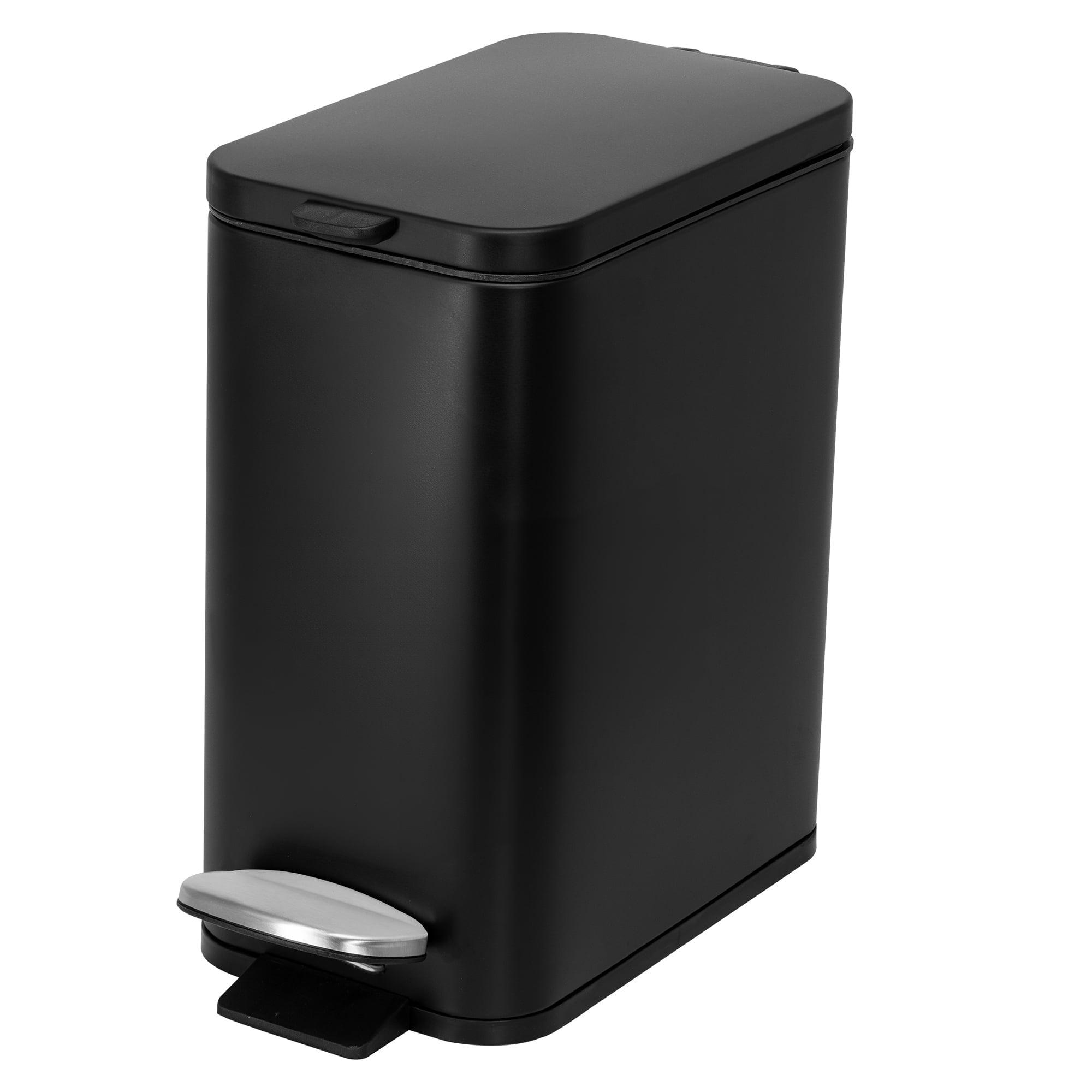 Matte Black Stainless Steel Rectangular Pedal Trash Can, 1.3 Gallon