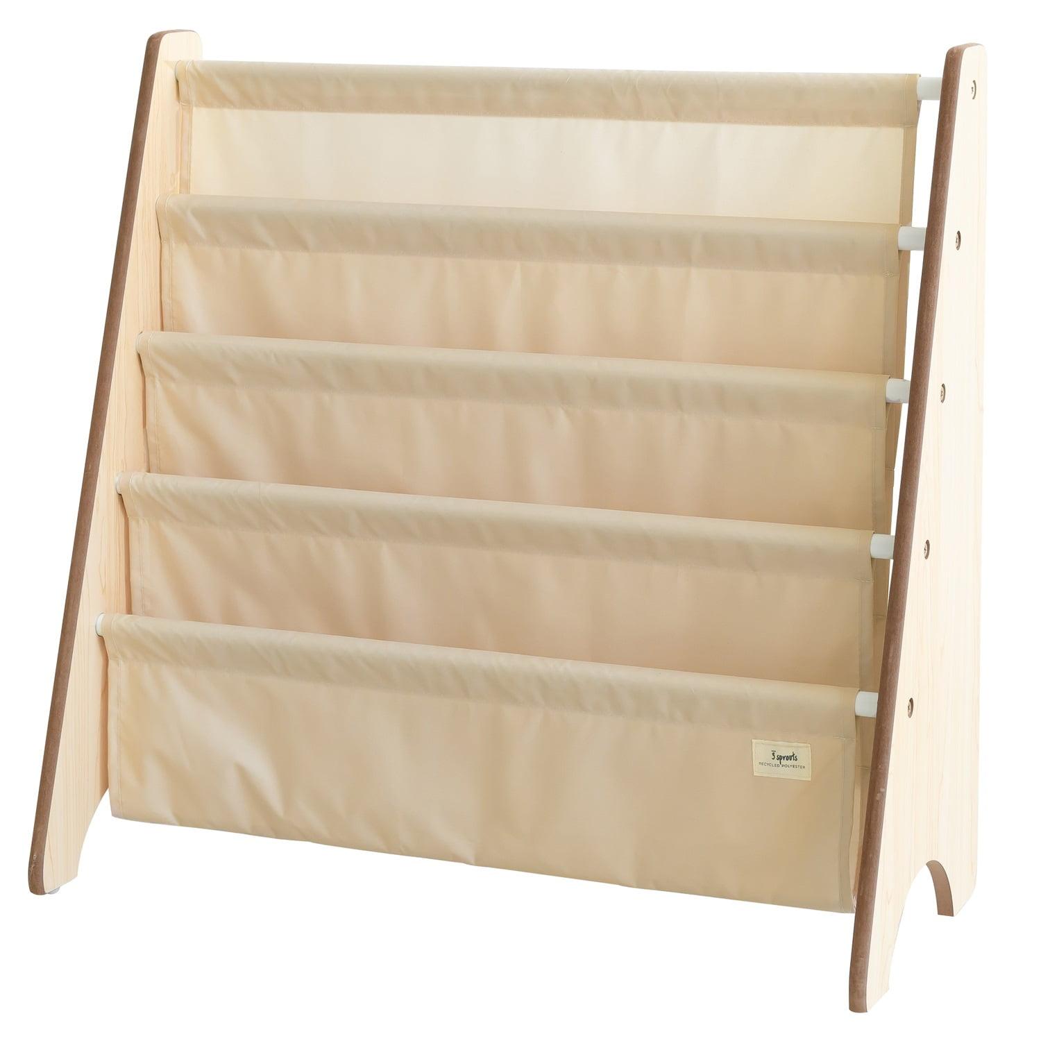 Beige Recycled Fabric Kids 4-Tier Book Rack