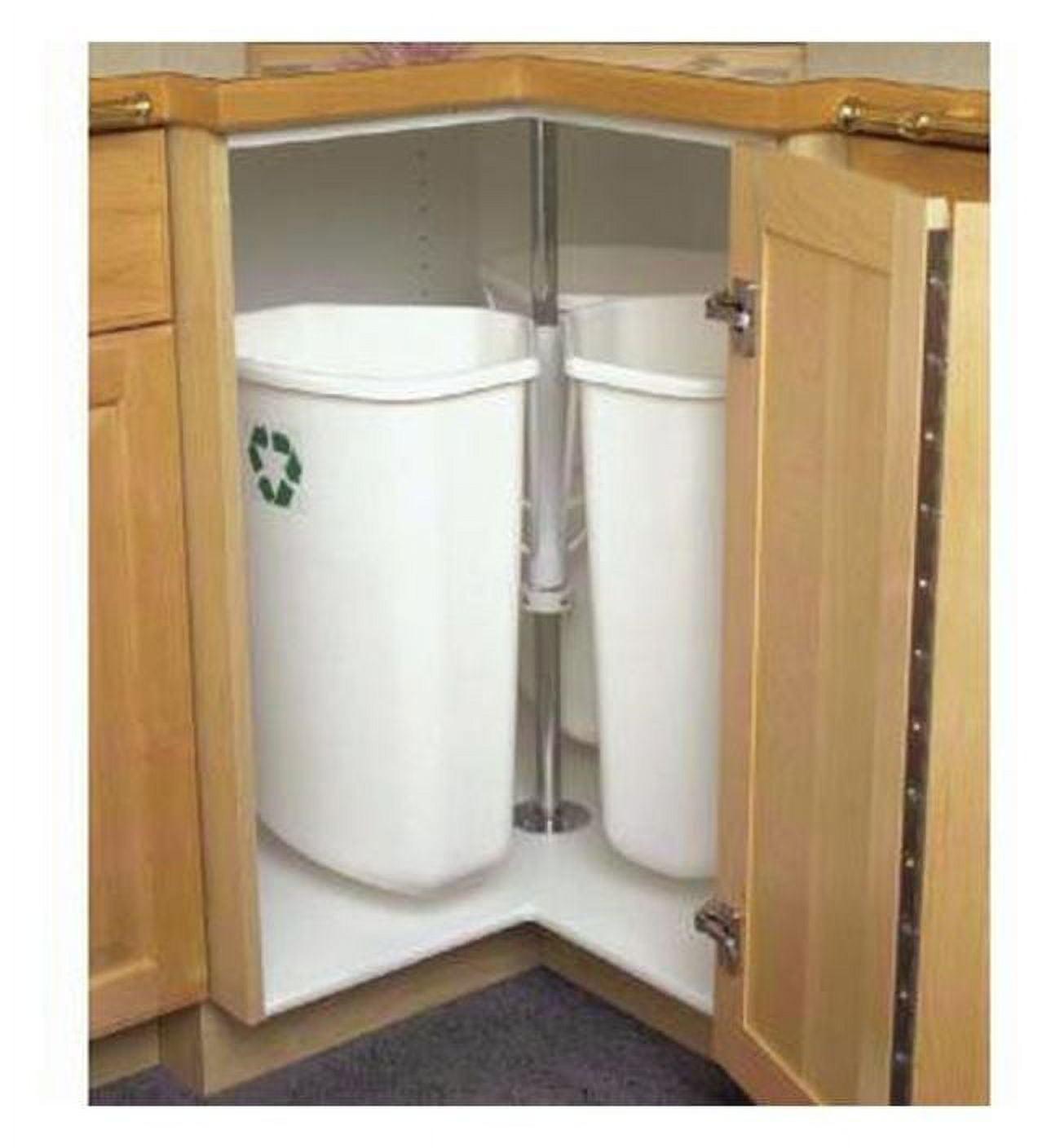 White Plastic Pull-Out Kitchen Recycling Center with Chrome Finish