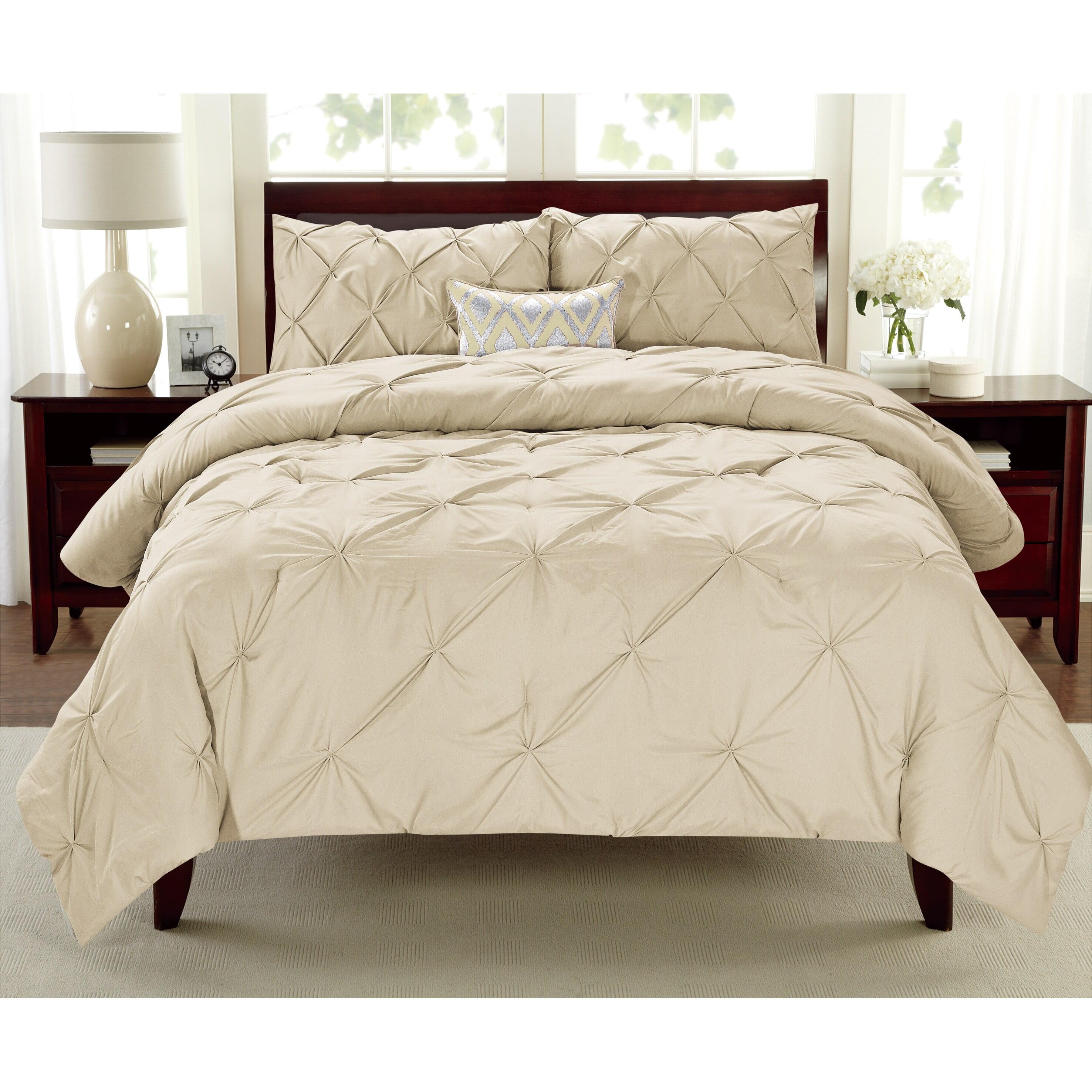 Traditional Pintuck Pleat Microfiber 3-Piece Comforter Set