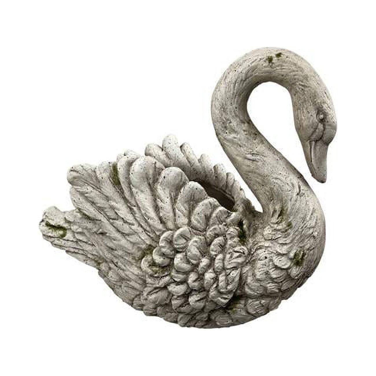 Elegant White Magnesium Oxide Swan Planter with Drainage Hole