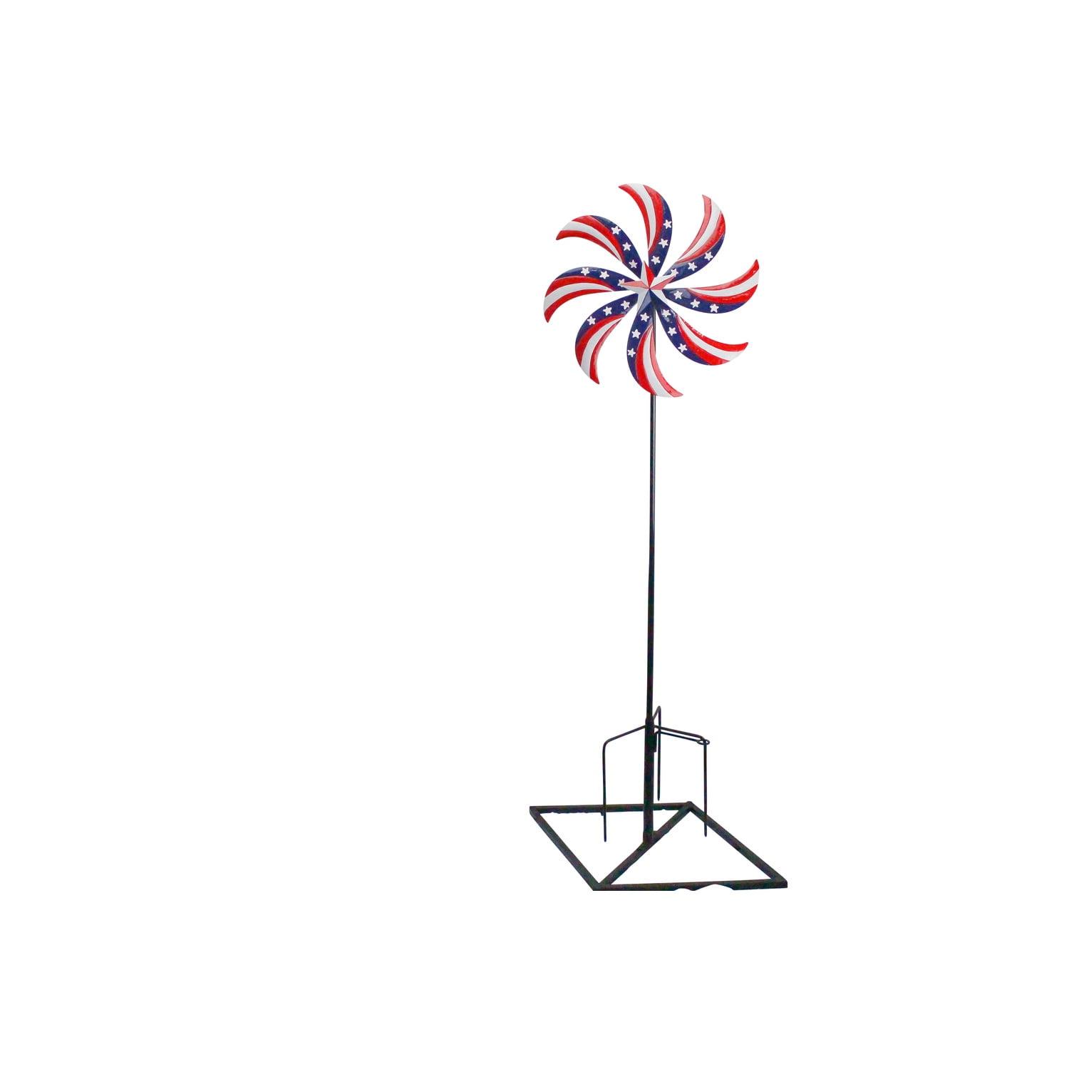 Patriotic Red White and Blue Steel Wind Spinner Stake