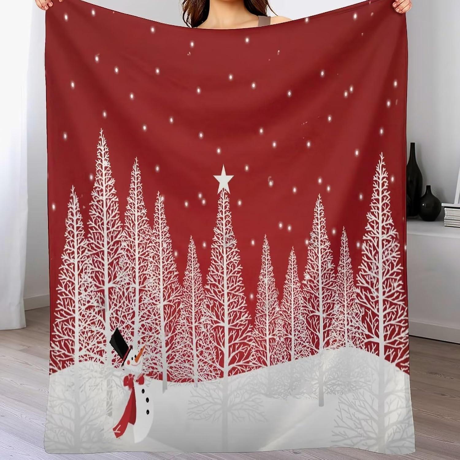 Snowflake Red Fleece Christmas Throw Blanket for Kids