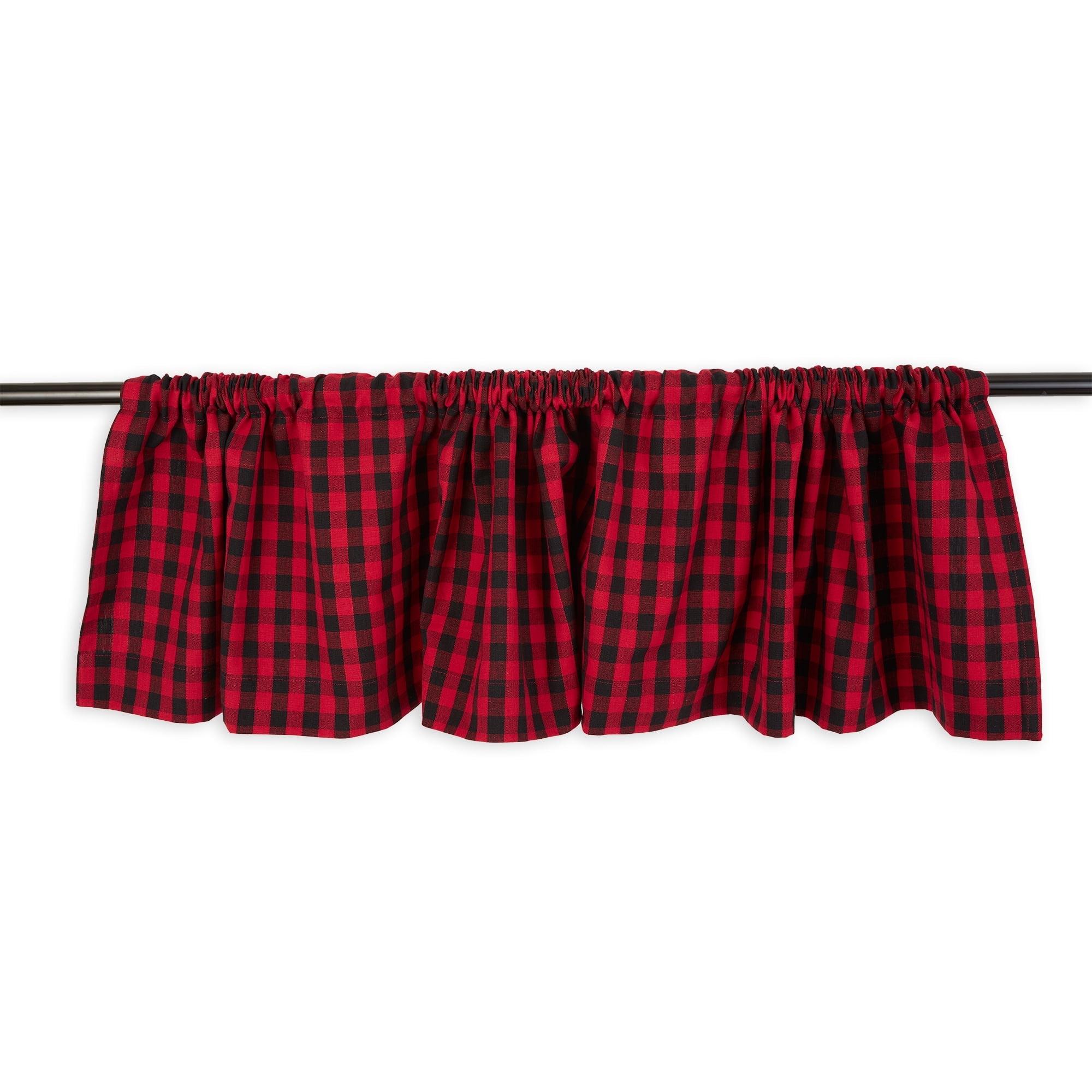 Red and Black Cotton Checkered Window Valance 72x14