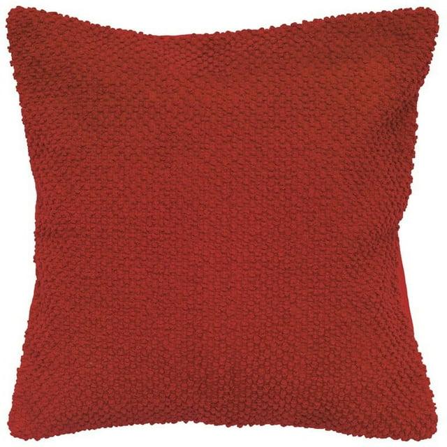 20"x20" Oversize Poly Filled Solid Square Throw Pillow Red - Rizzy Home: Cotton Canvas, Indoor, Zipper Closure