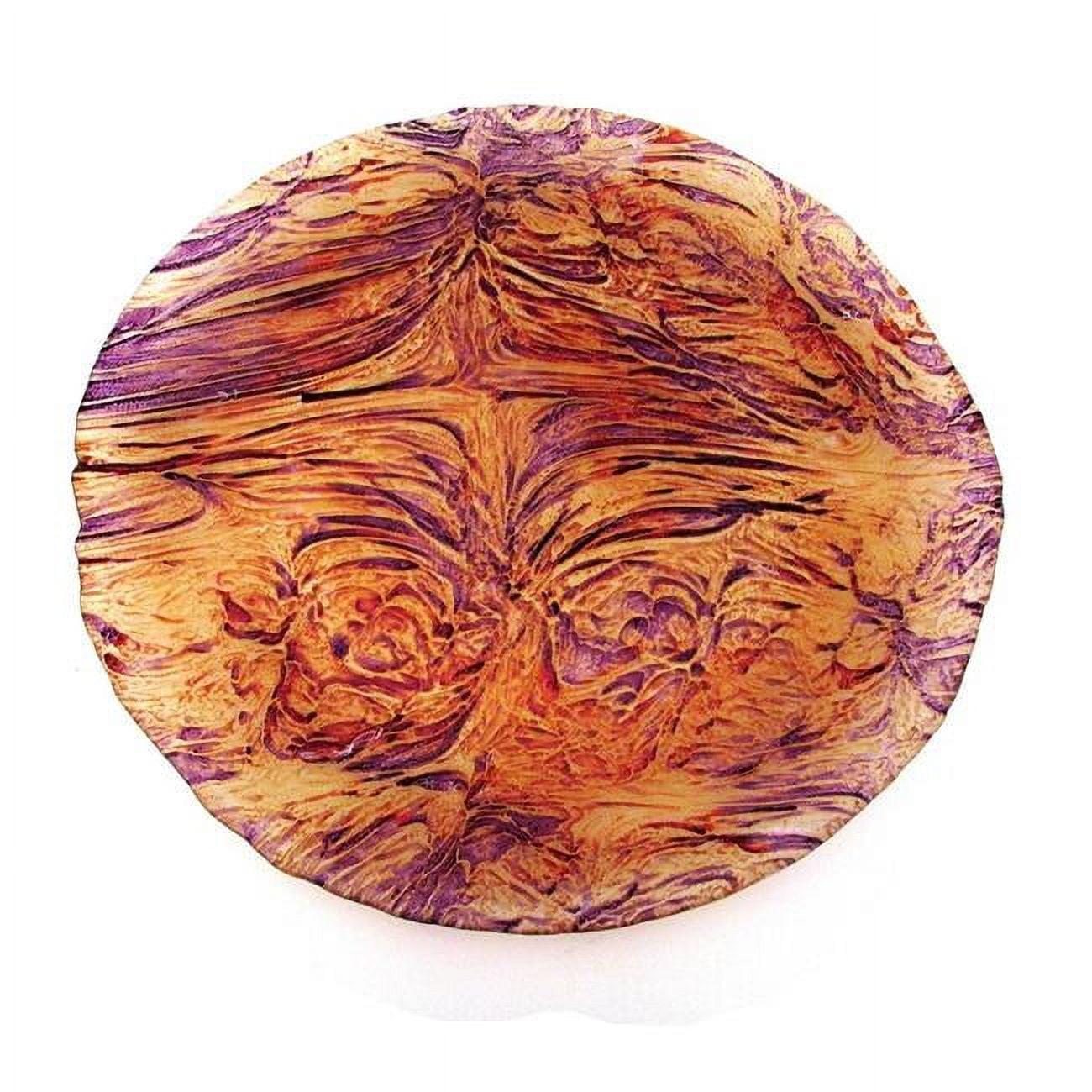 Handmade Purple and Orange Round Glass Platter