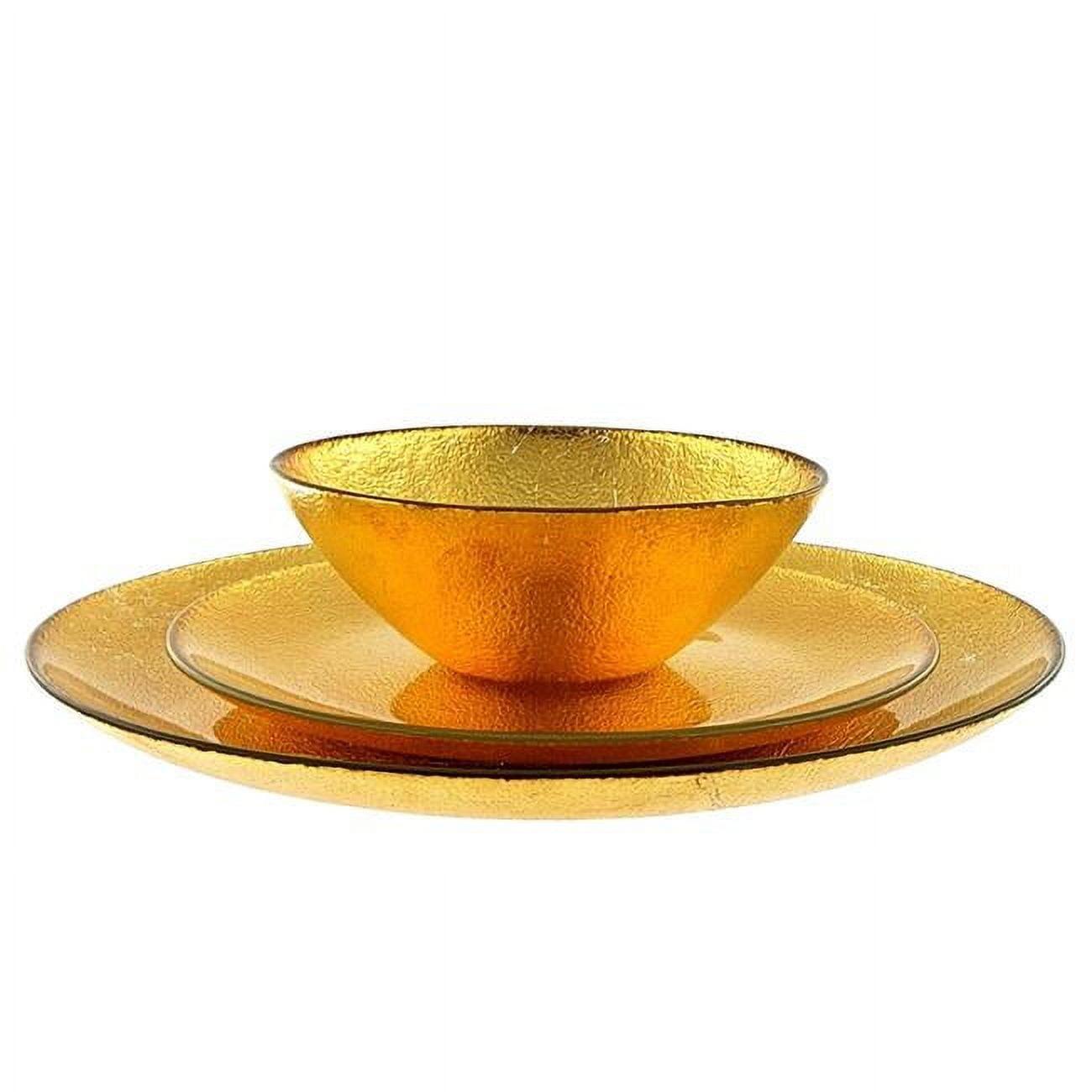 Handmade Gold Gilded Glass Dinnerware Set - Service for 4