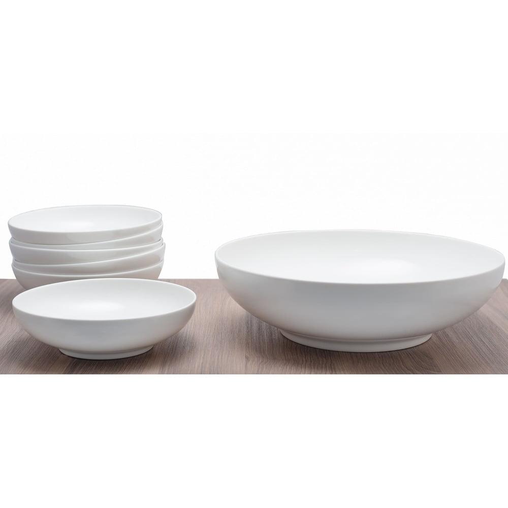 Everytime White Ceramic Serving Bowl Set with 6 Side Bowls