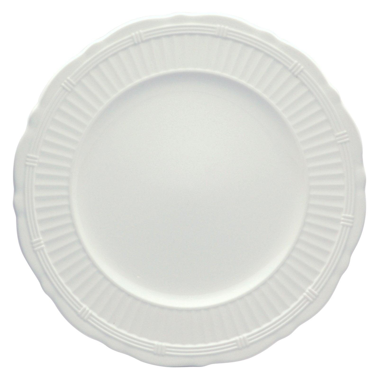 Elegant White Embossed Ceramic Dinner Plates Set