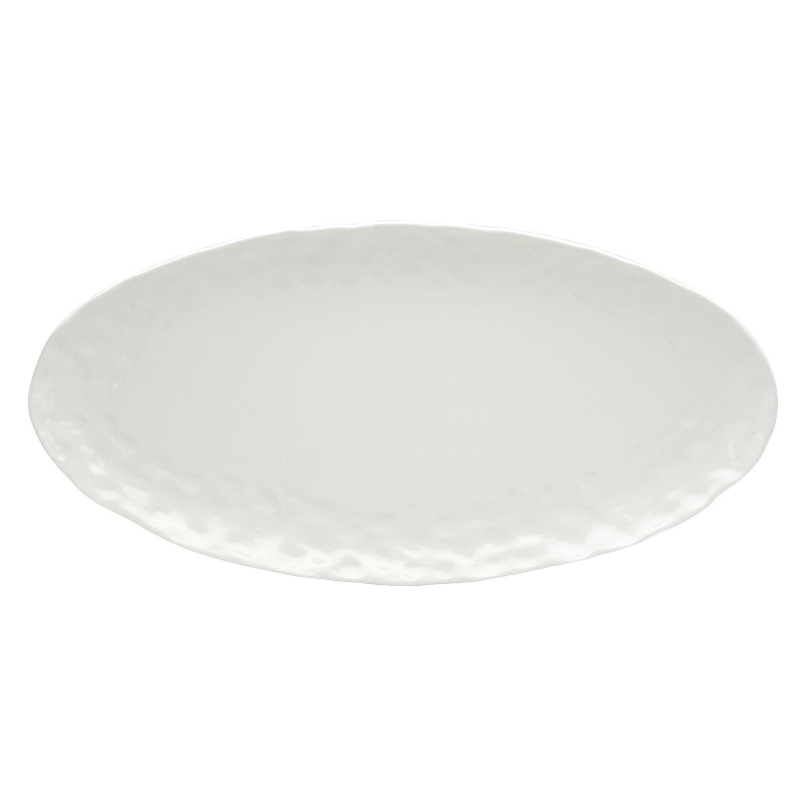 Elegant Vanilla Marble 18" Oval Porcelain Serving Tray