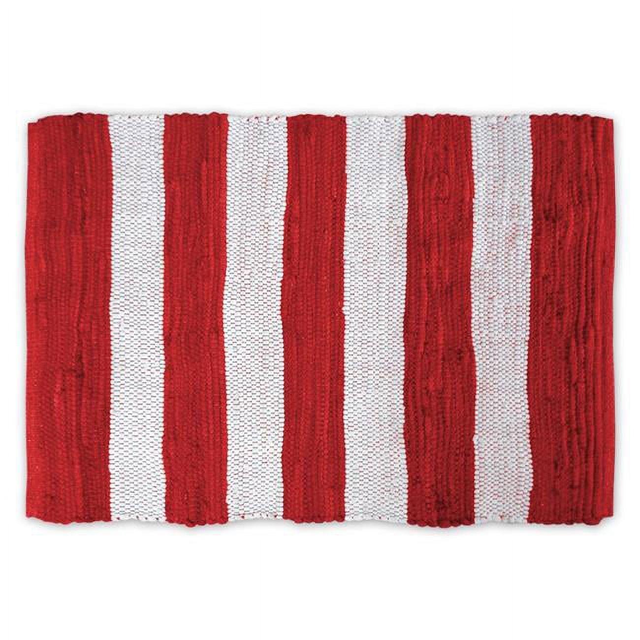 Modern Red & White Handmade Cotton Rag Rug 4x6