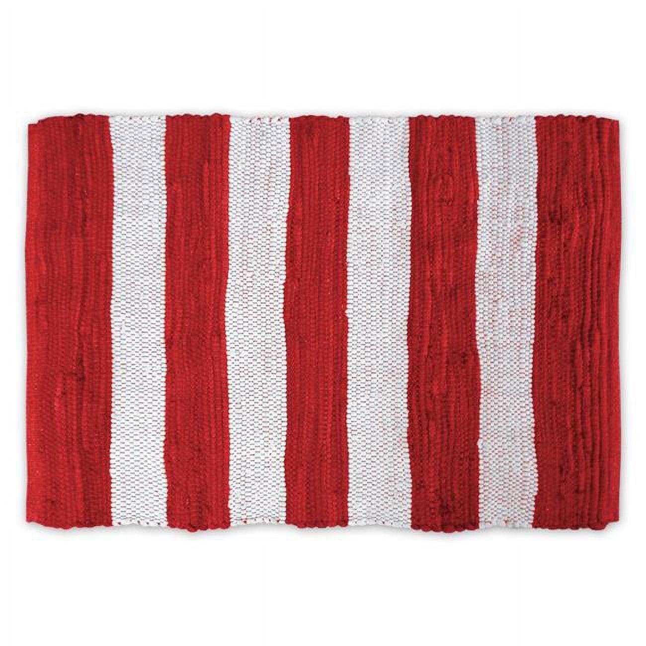 Red/White Stripe Rag Rug 4x6