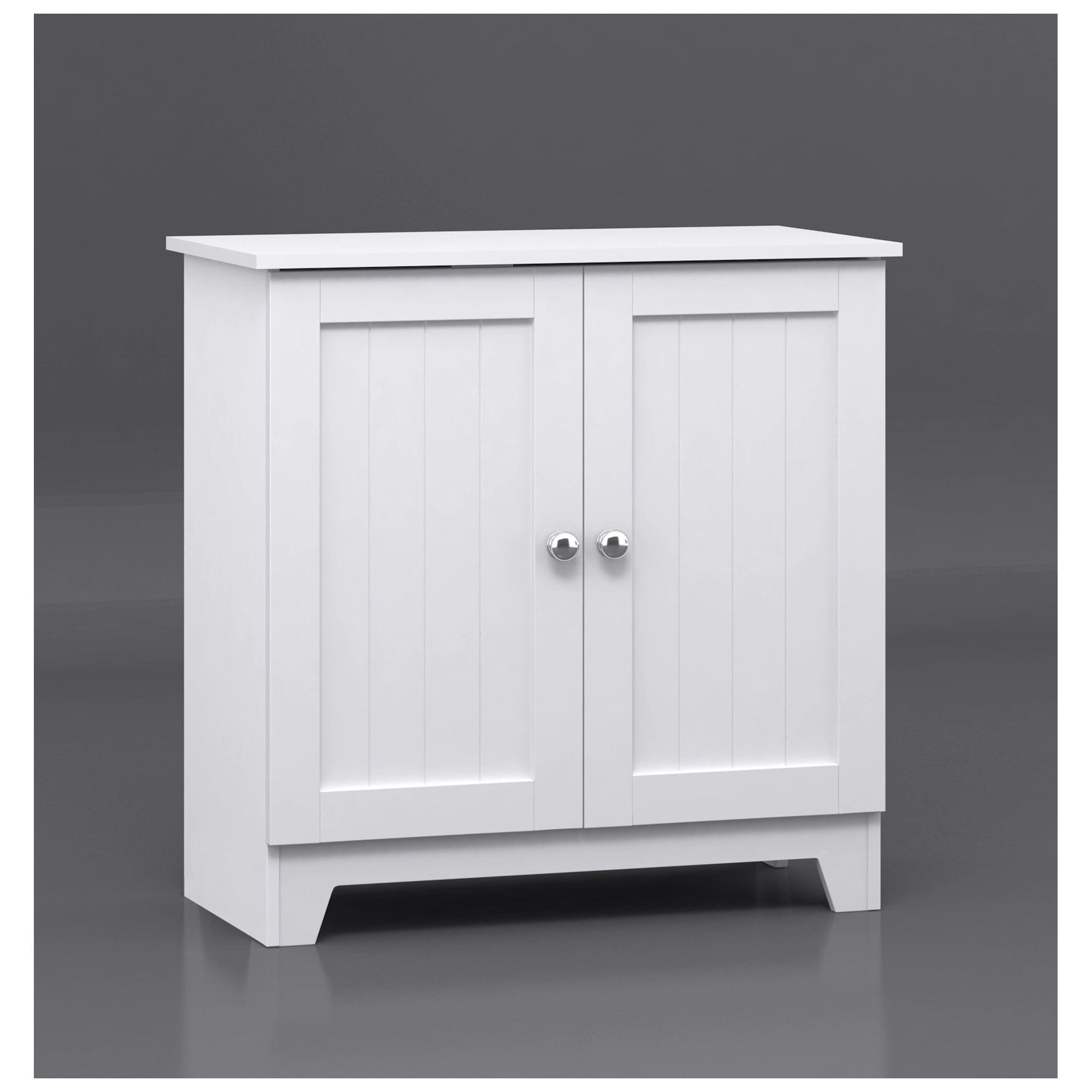 Country Elegance White Freestanding Cabinet with Adjustable Shelves