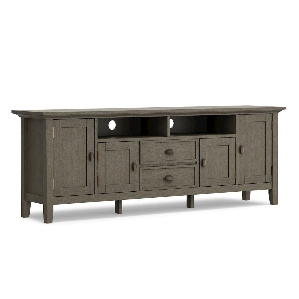 Farmhouse Grey Solid Wood 72" TV Media Stand with Cabinets