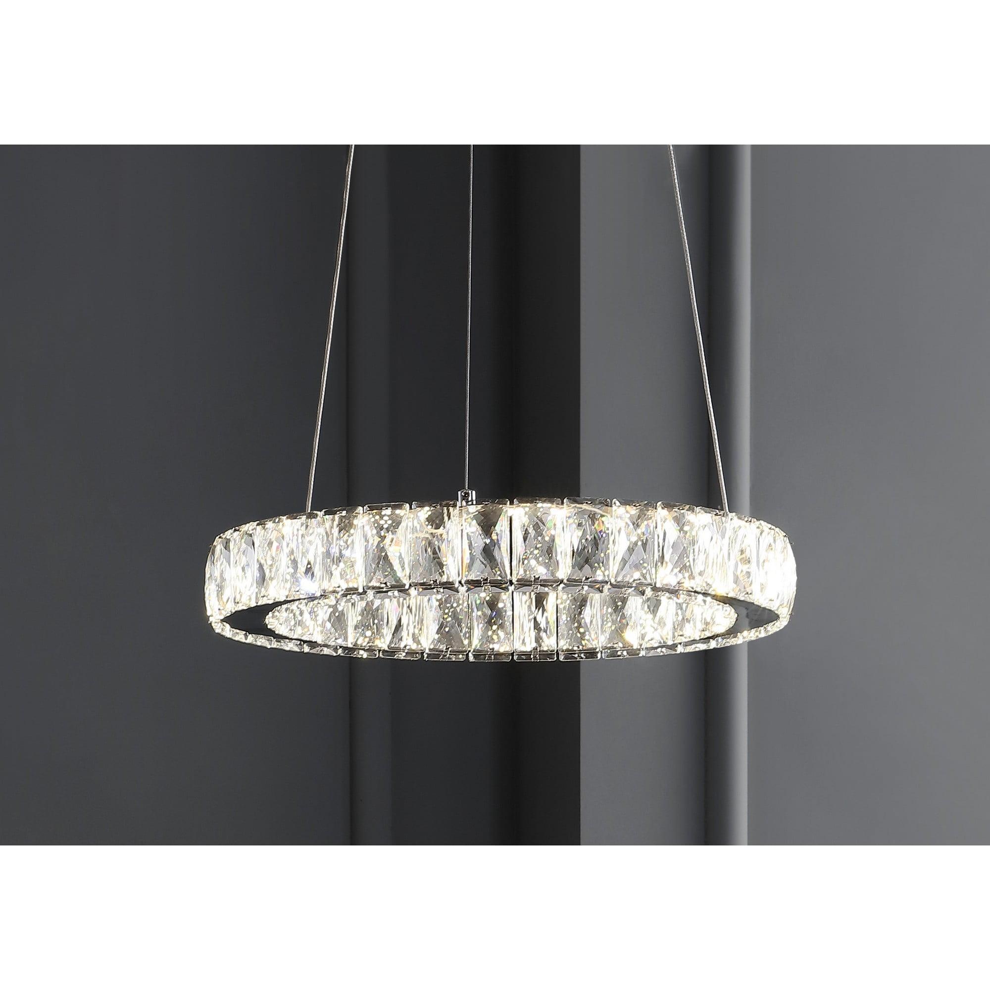 Elegant Chrome Crystal Ring LED Chandelier 15.75" Flush Mount