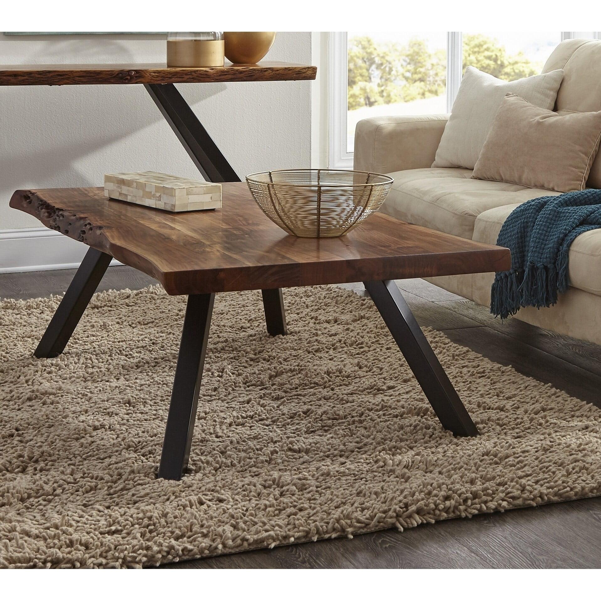 Reese Natural Acacia and Iron Rectangular Coffee Table