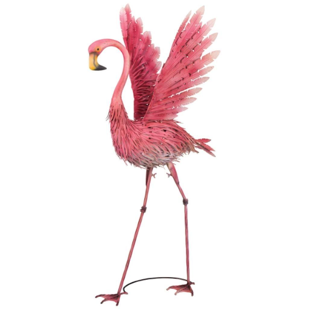 Pink Metal Flamingo Garden Statue, 46-inch