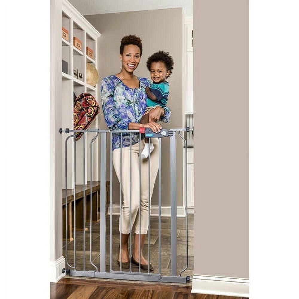 Regalo Extra Tall Easy Step Metal Walk Through Baby Gate - Platinum