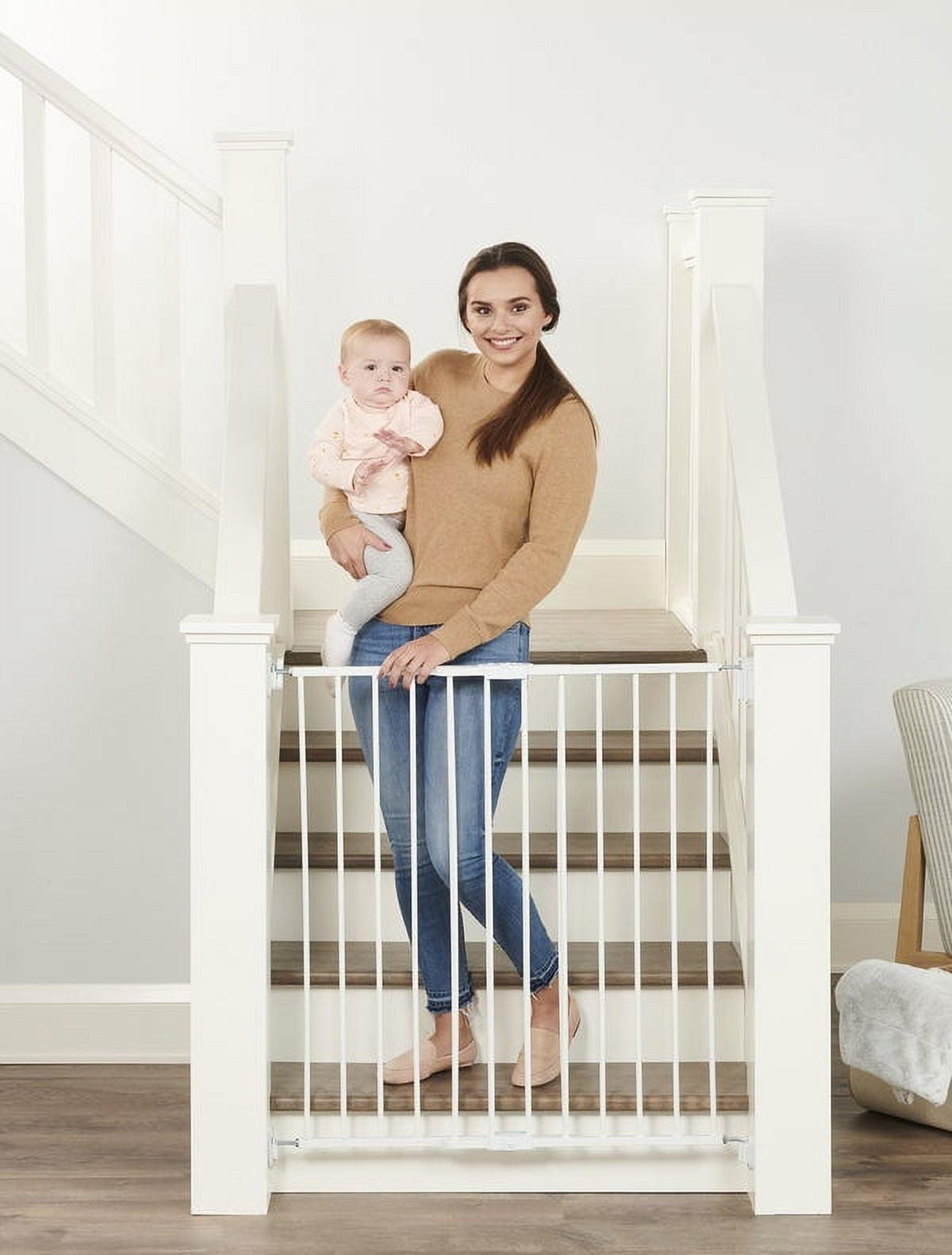 Extra Tall White Metal Swinging Stairway Baby Gate