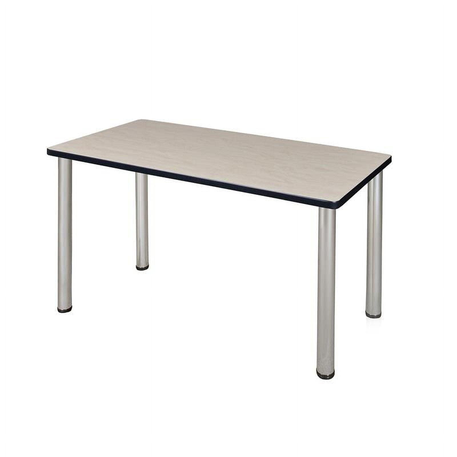 Maple and Chrome Rectangular Training Table with Metal Legs