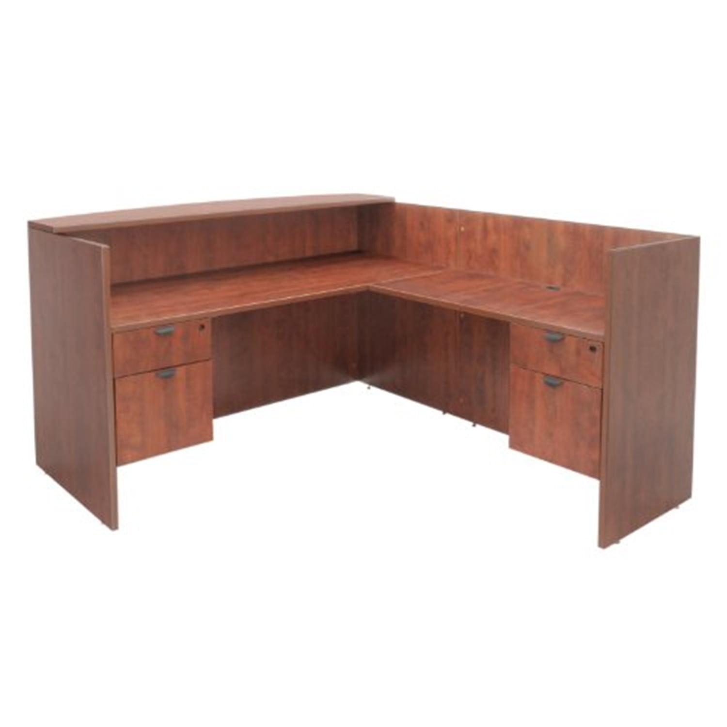 Romig Legacy Reception Desk with Double Pedestal File Cabinet- Cherry