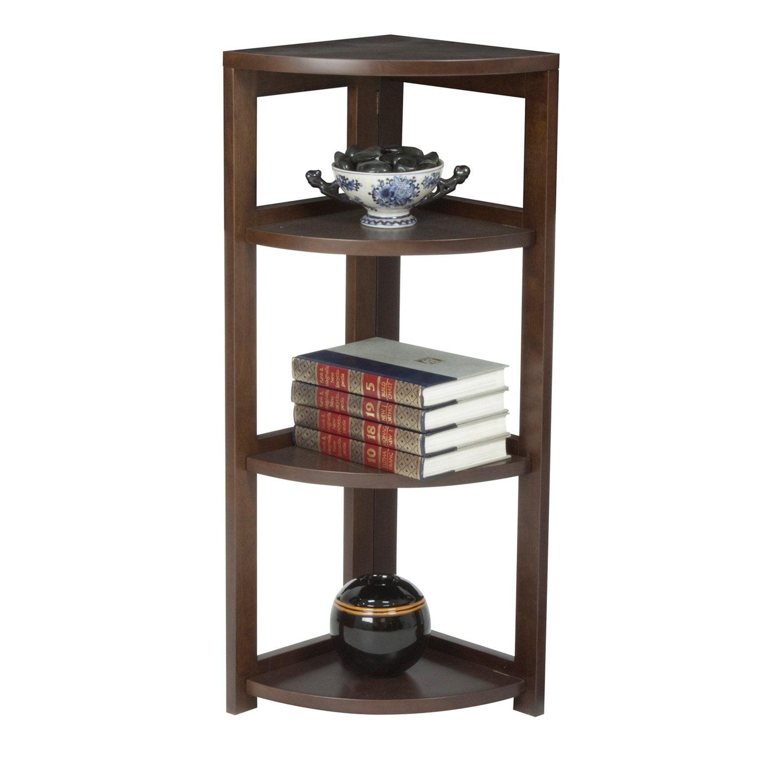 Mocha Walnut 34" Corner Folding Wood Bookcase