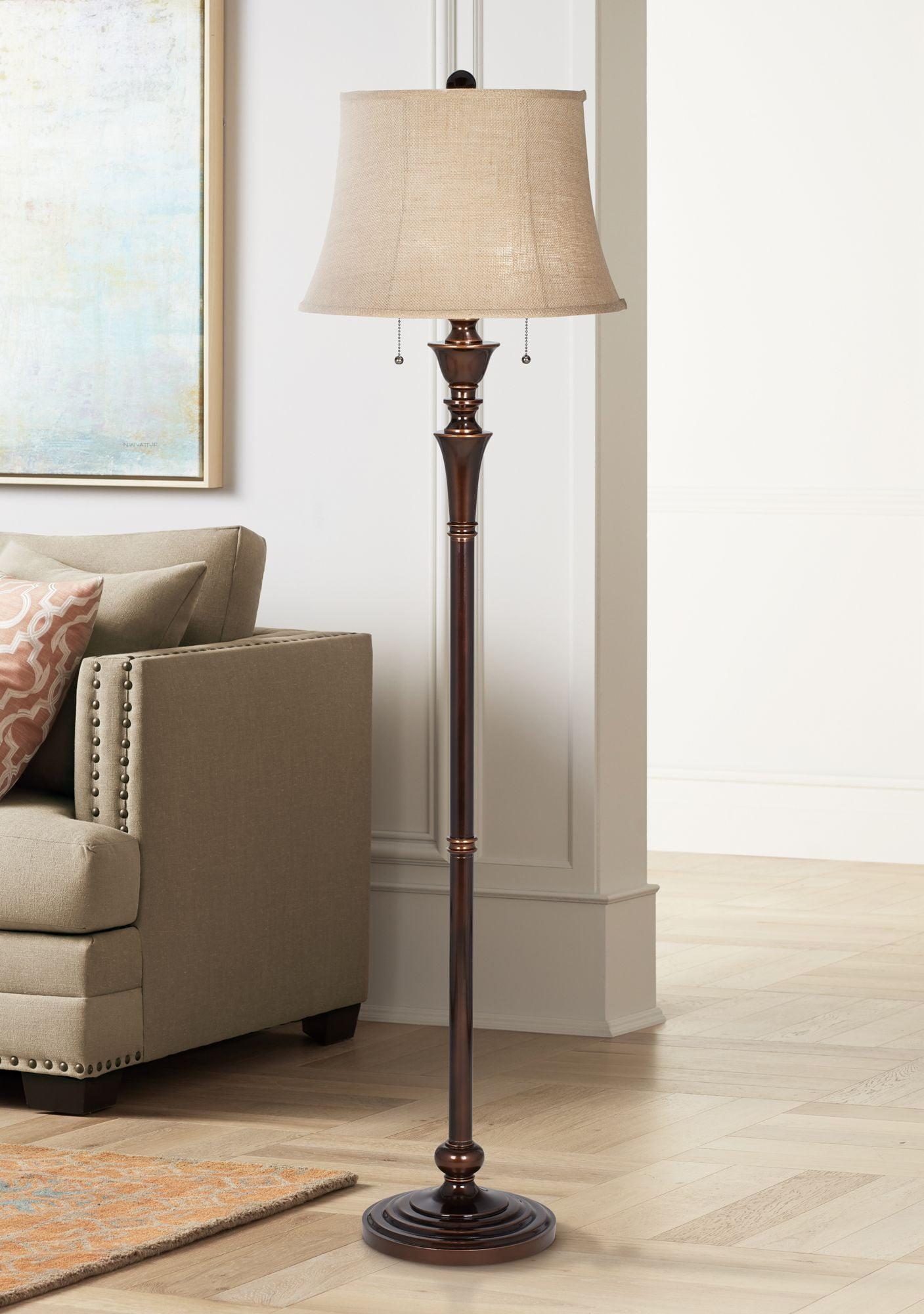 Brooke Rustic 60" Bronze Floor Lamp with Burlap Shade