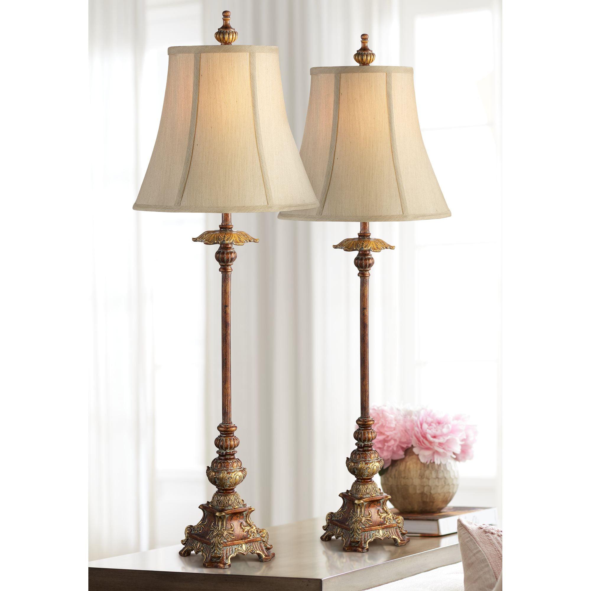 Juliette Bronze Buffet Table Lamps with Bell Shades, Set of 2