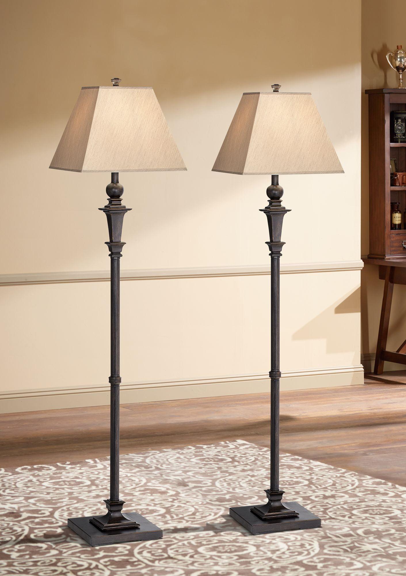 Regency Hill Madison Italian Traditional 59" Tall Standing Floor Lamps Set of 2 Lights Brown Metal Bronze Finish Living Room Bedroom House Reading