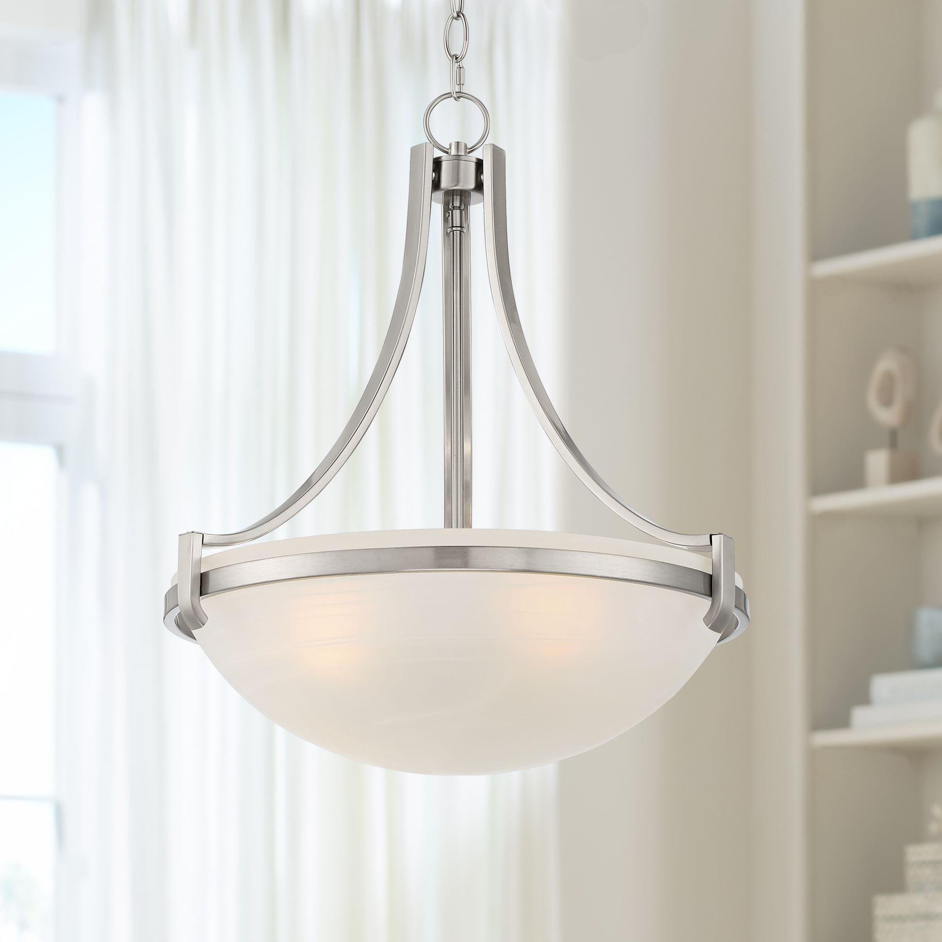 Sleek Brushed Nickel 4-Light Pendant with Frosted Glass Shade