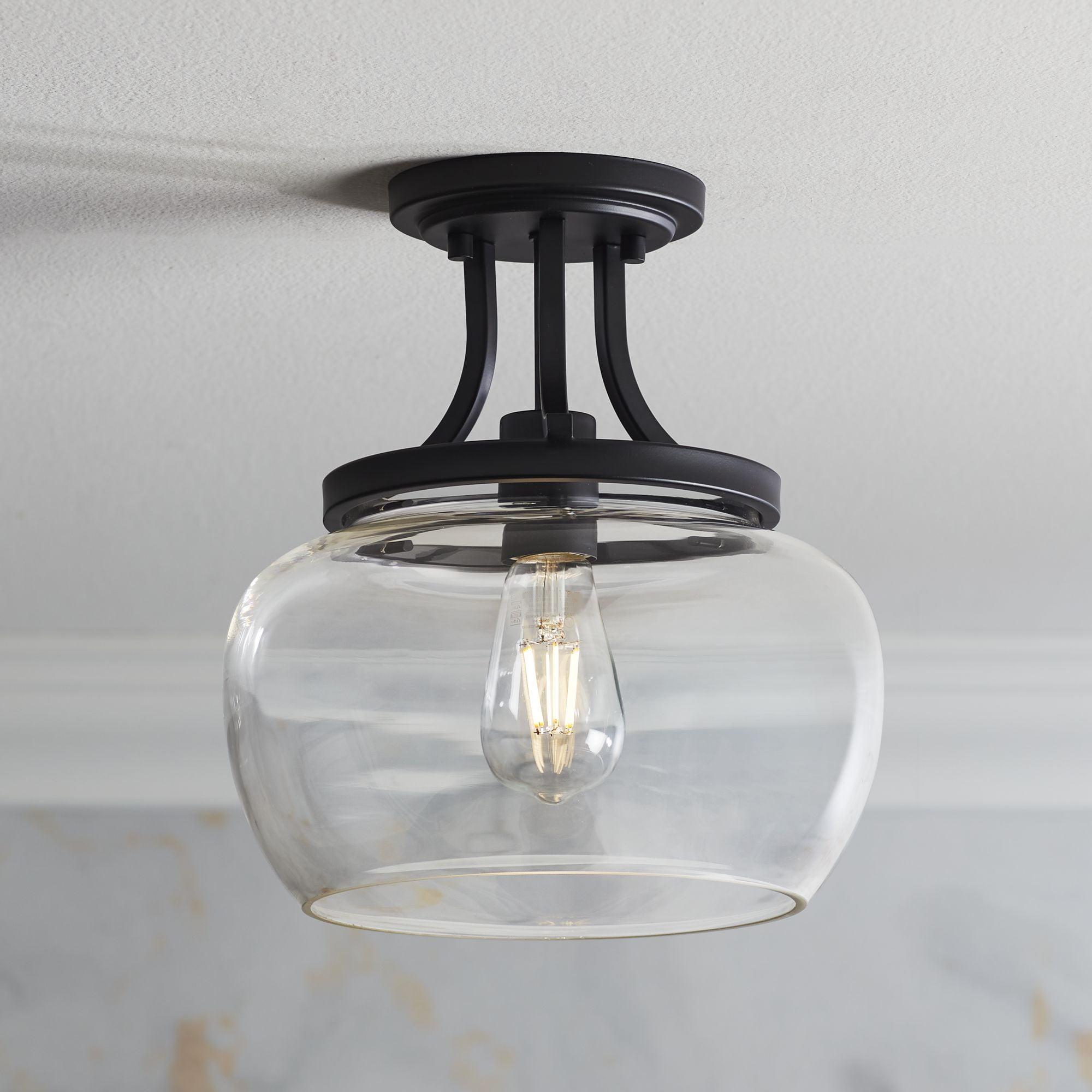 Black Glass Farmhouse Industrial Ceiling Light Fixture