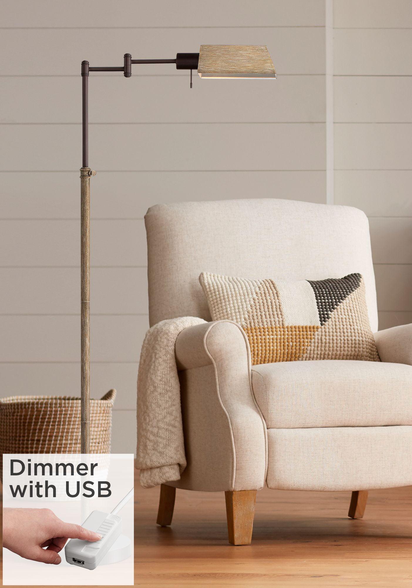 Bronze Adjustable Pharmacy Floor Lamp with USB Dimmer