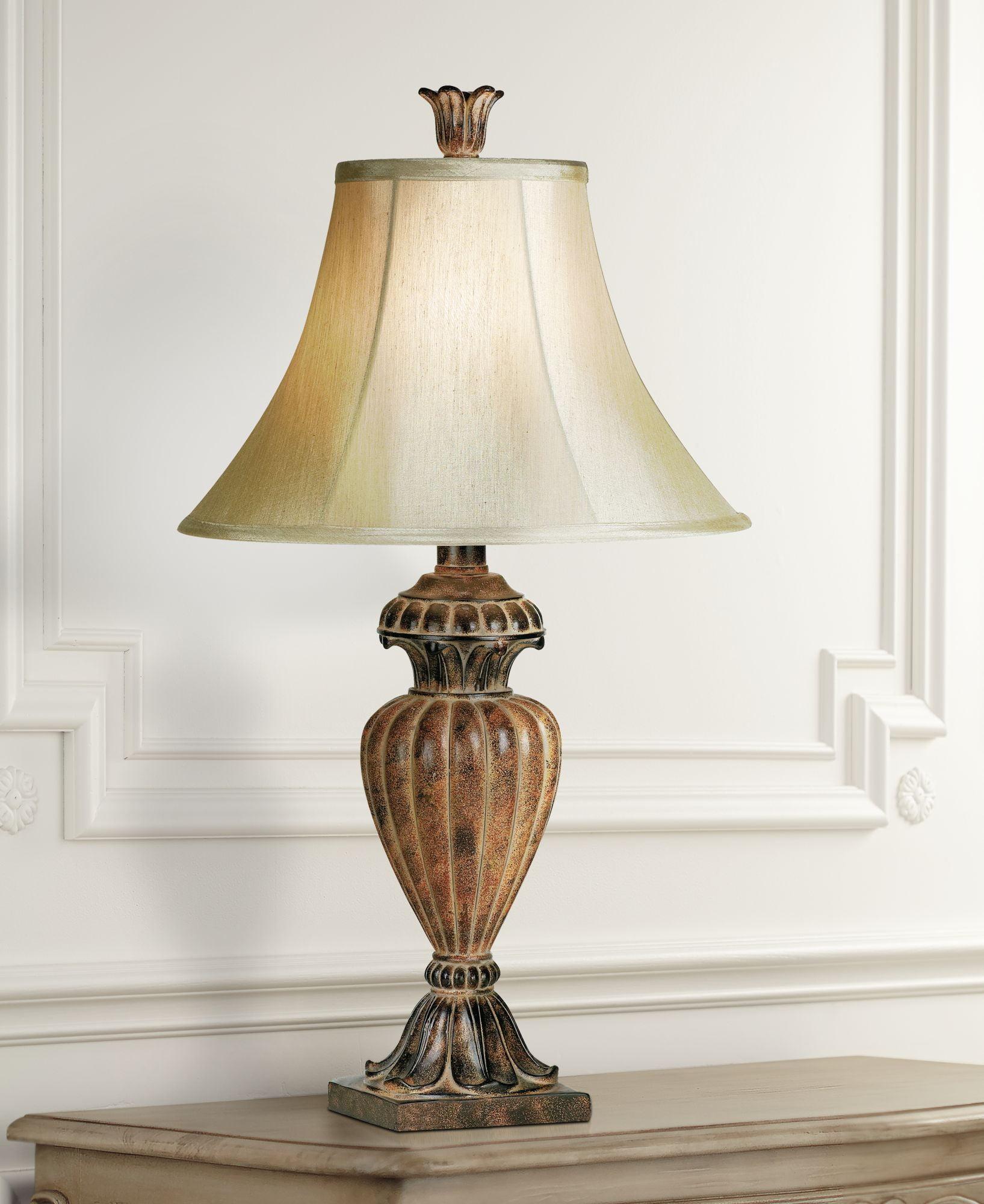 Traditional Bronze Urn Table Lamp with Bell Shade