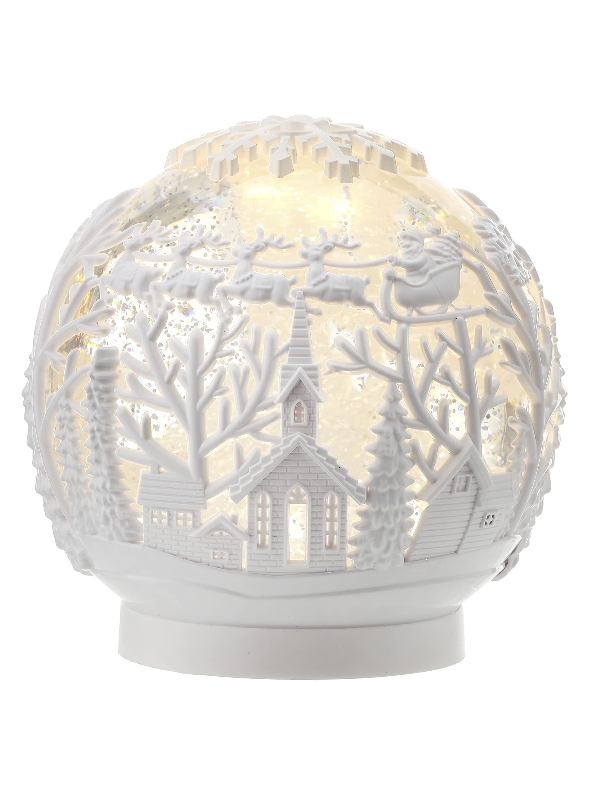 White LED Christmas Winter Scene Water Globe, 6 Inch