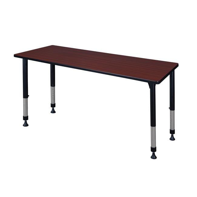 Mahogany Adjustable Height Classroom Table with Metal Frame