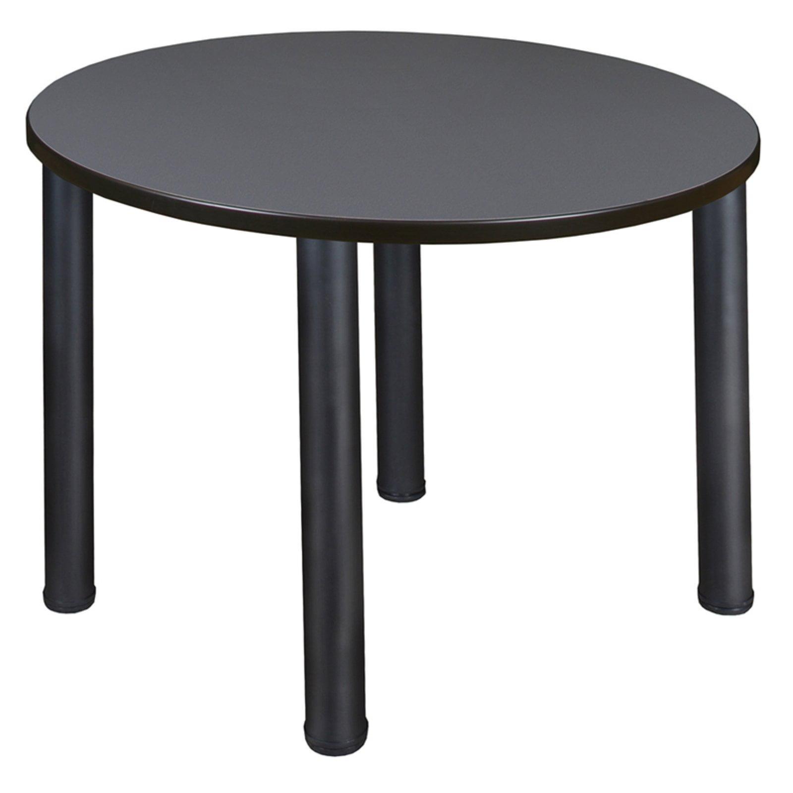 Modern 48" Round Black Laminate Table with Chrome Legs