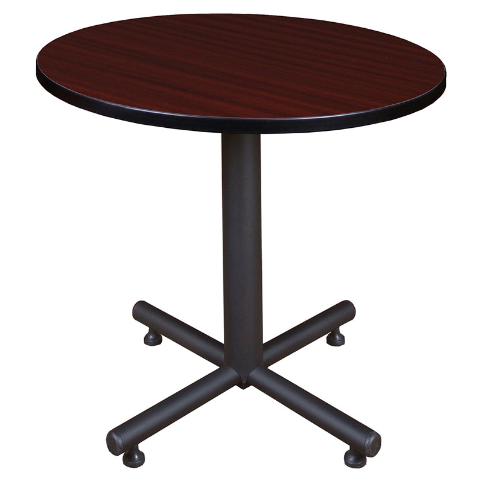 Modern Mahogany 48" Round Dining Table with Metal Base