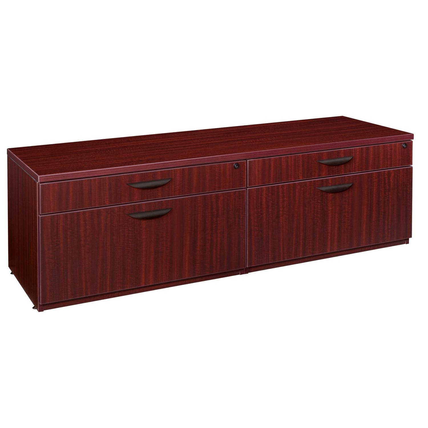 Classic Mahogany Laminated Low Credenza with Lockable Drawers