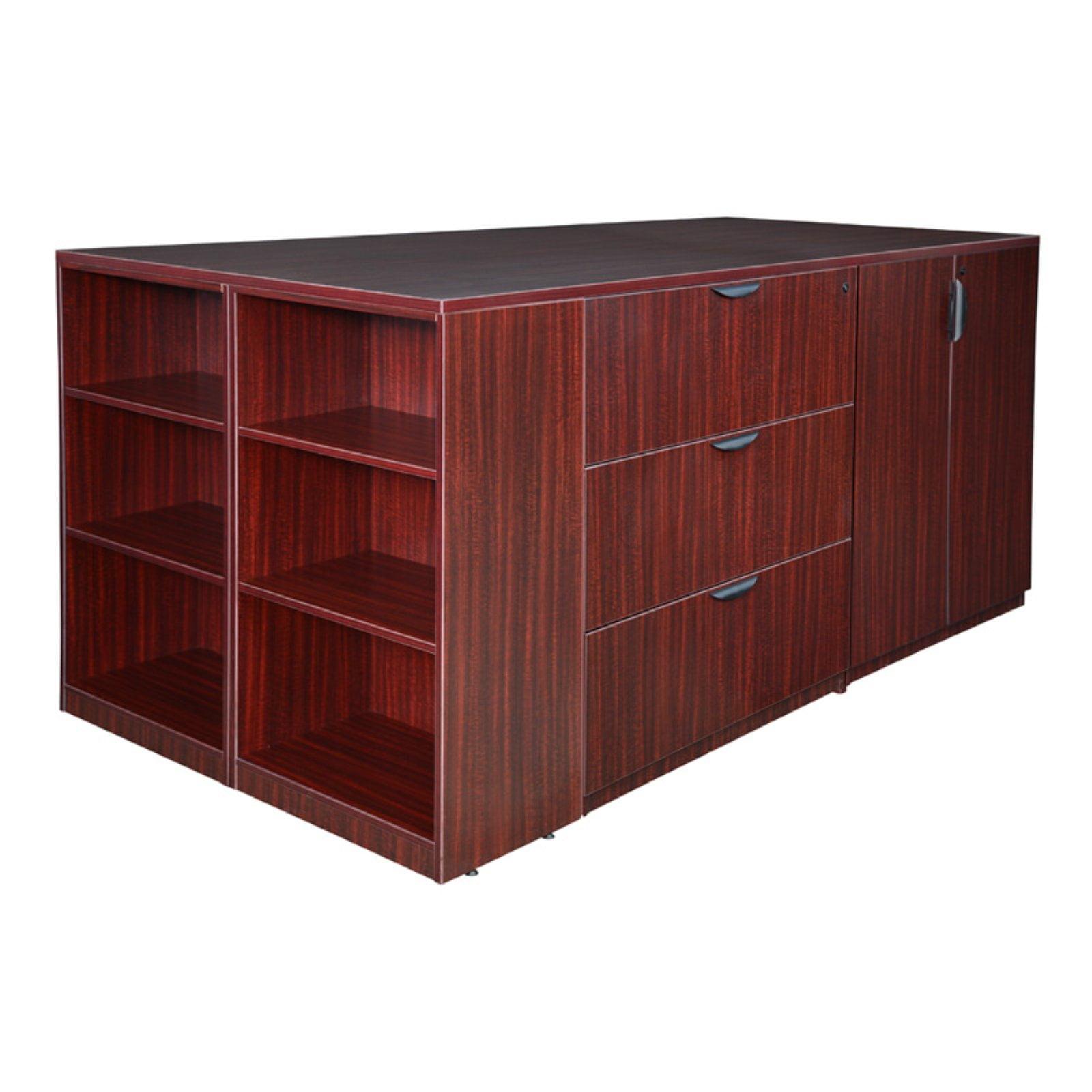 Mahogany Modular Stand Up Quad with Lateral File and Storage