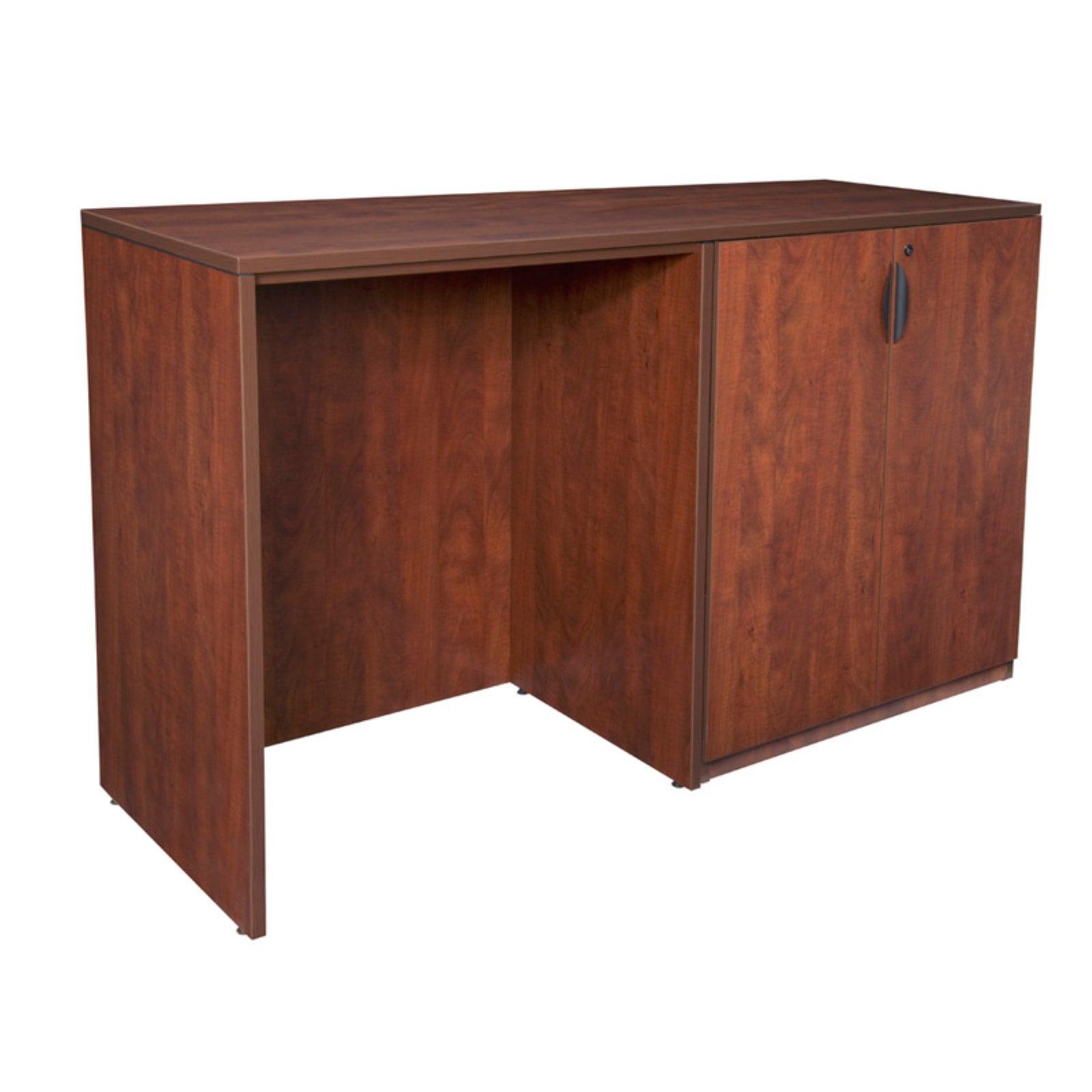 Legacy Cherry Adjustable Height Peninsula Desk with Storage