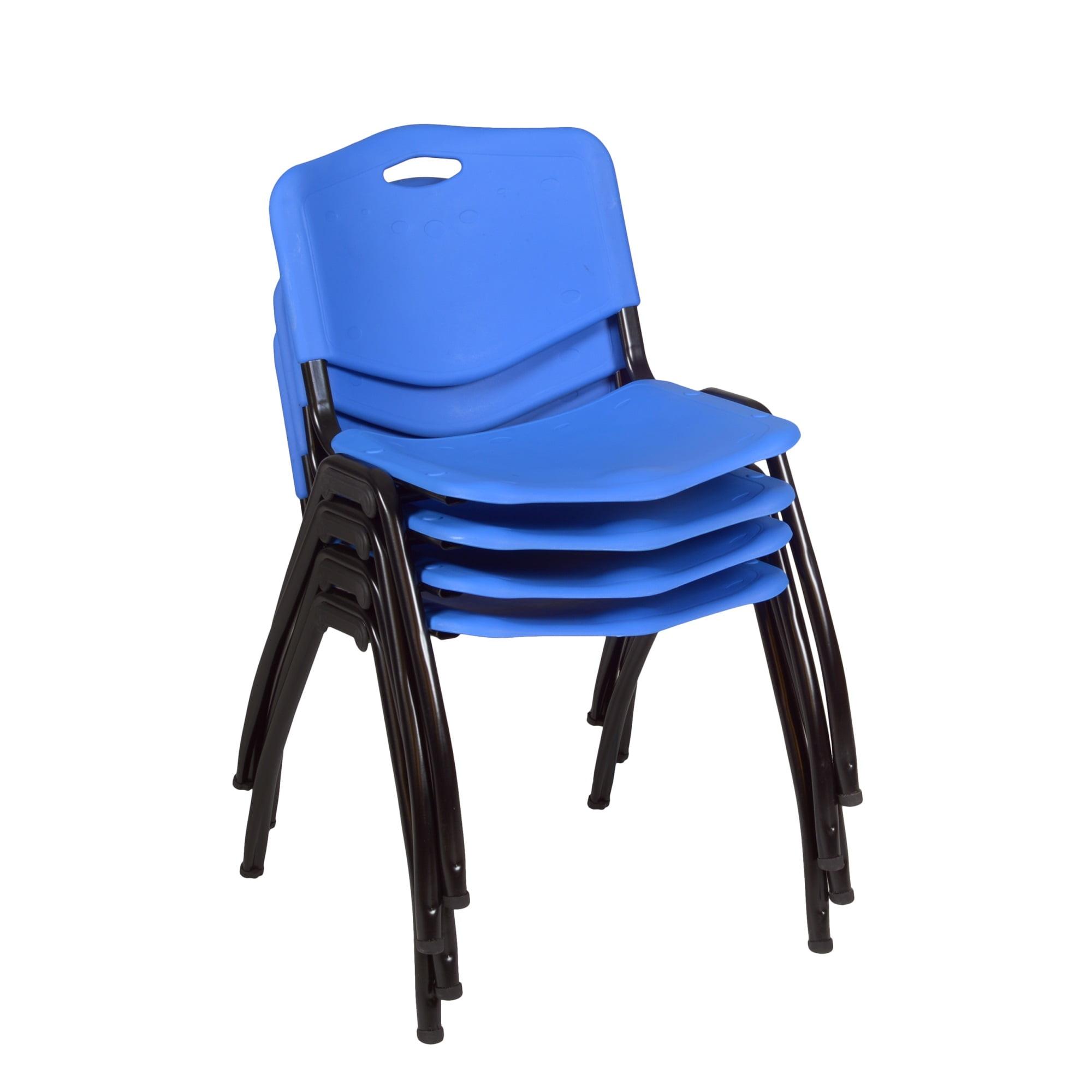 Sleek Chrome-Frame Stackable Chair Set in Black