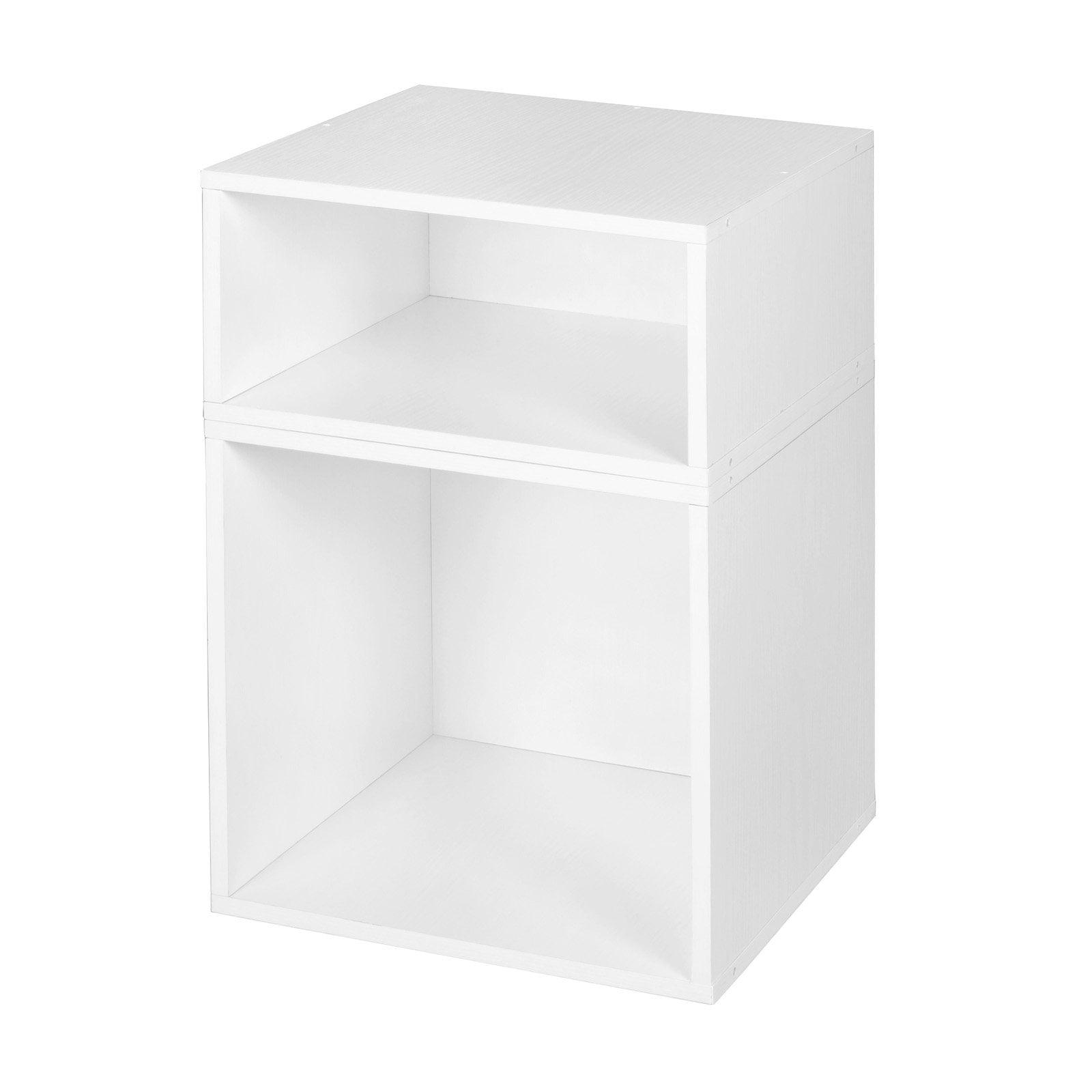 White Stackable Kids Cubby Shelf with 2 Storage Cubes