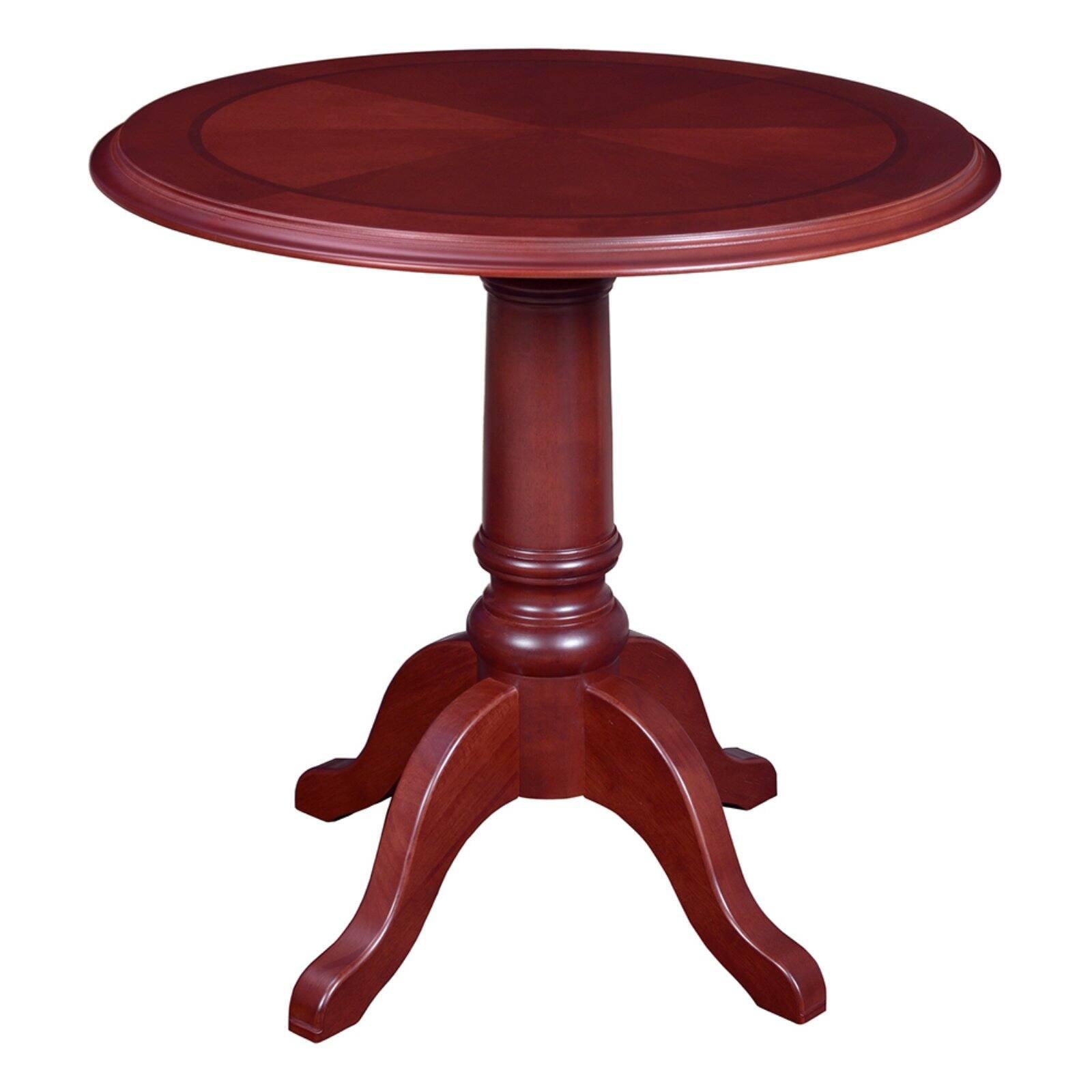 Mahogany Round Wood Dining Table with Pedestal Base