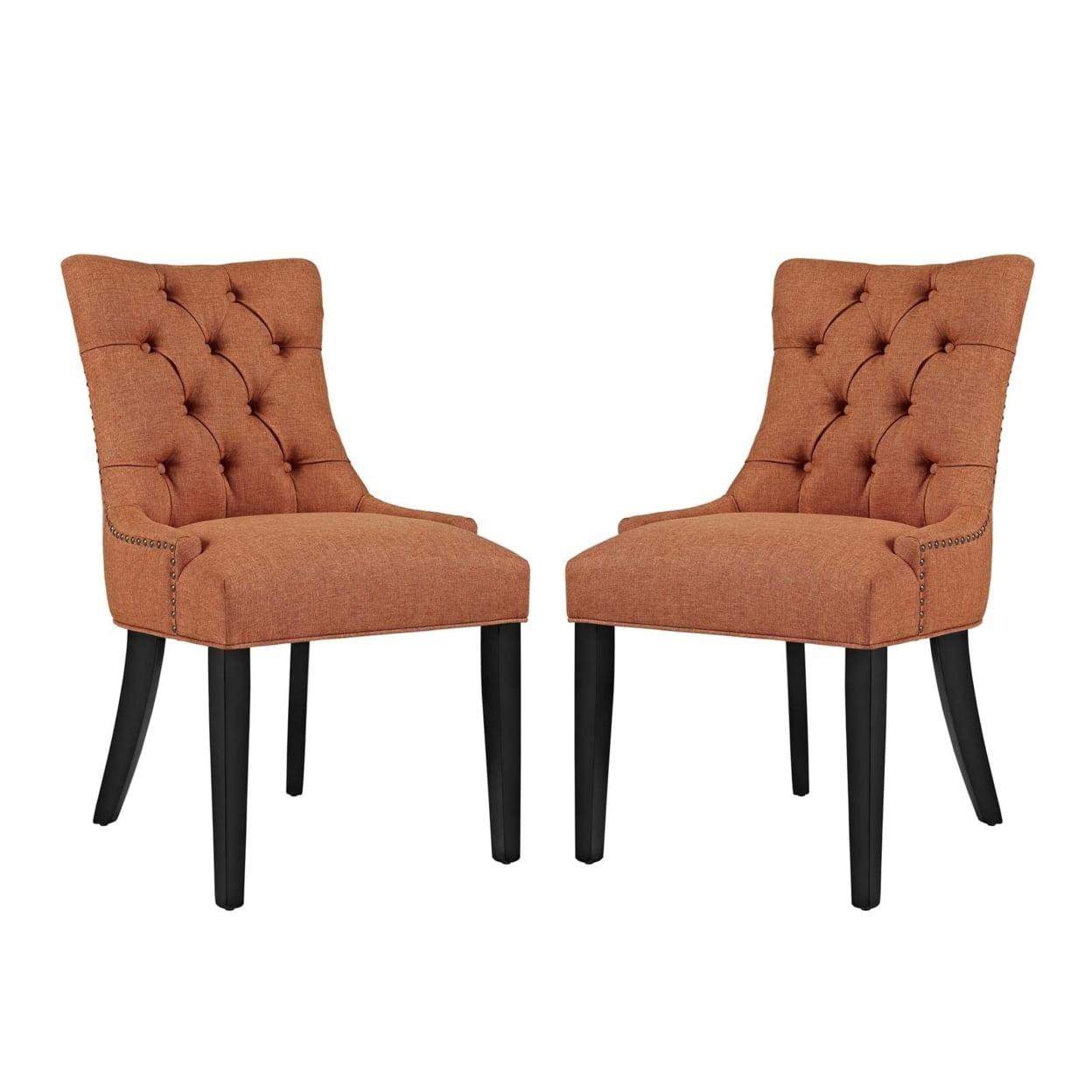 Regal Orange Tufted Upholstered Side Chair with Nailhead Trim