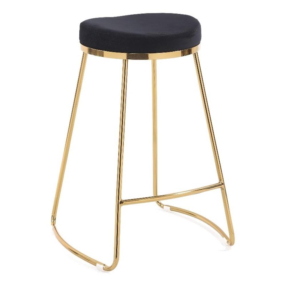 Regina Black Velvet Counter Stool with Gold Metal Legs