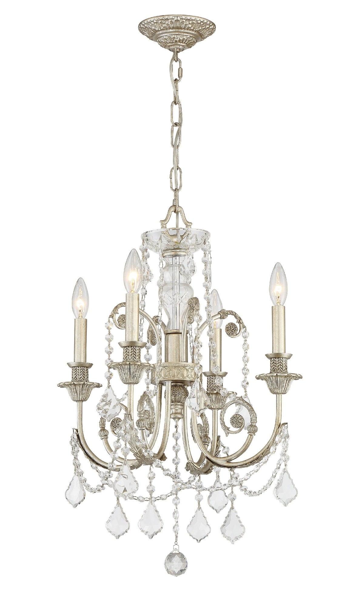 5114-OS-CL-MWP-Crystorama Lighting-Regis - Four Light Mini Chandelier in Classic Style - 17.5 Inches Wide by 25 Inches High-Hand Cut Crystal Type-Olde
