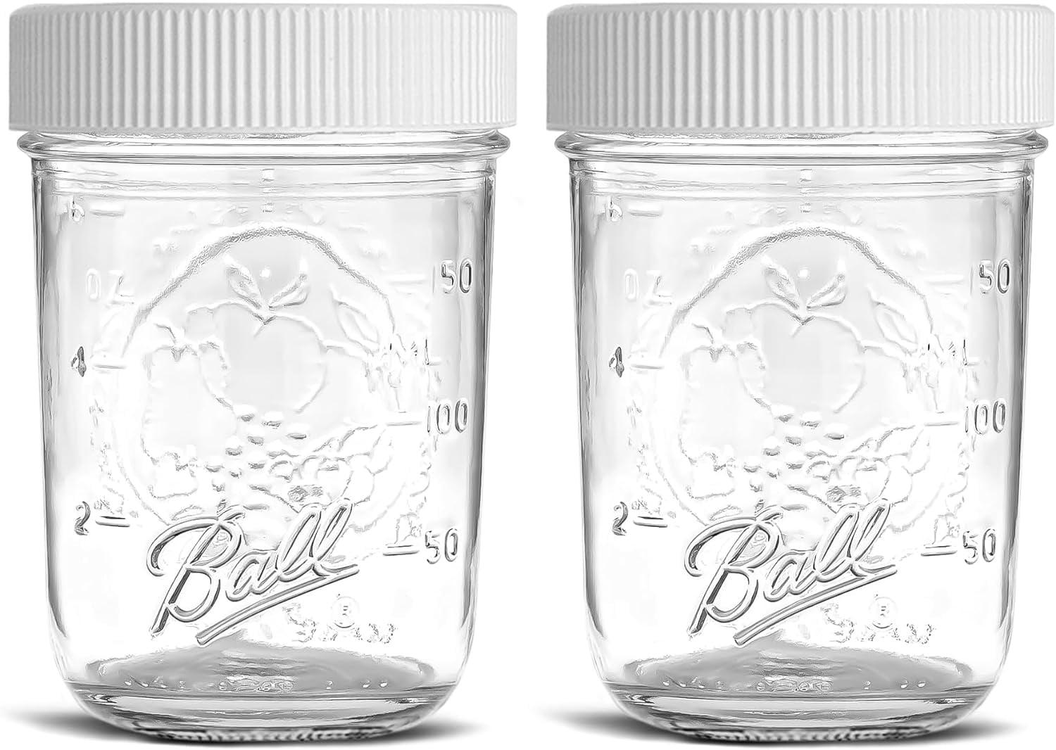 8 oz Clear Glass Mason Jars with Silver Lids, Set of 2