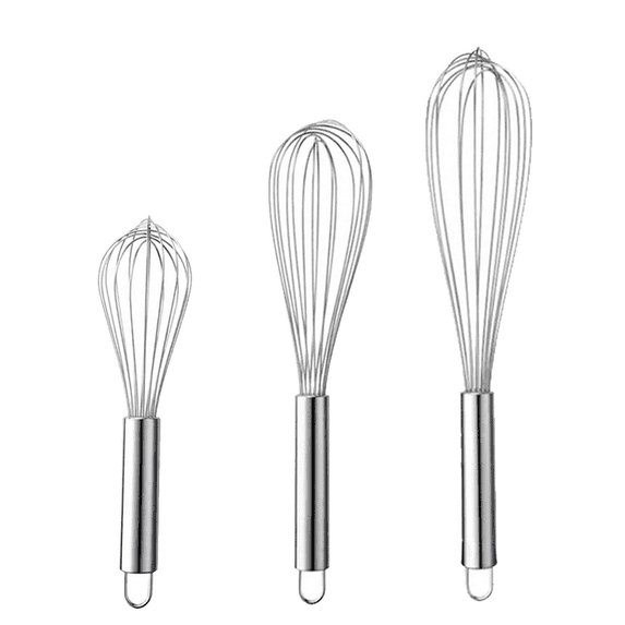 3Pcs 304 Stainless Steel Whisk Set, Professional Balloon Whisks for Kitchen Cooking, Perfect For Blending, Whisking, Baking, Beating, (8" +10"+ 12")