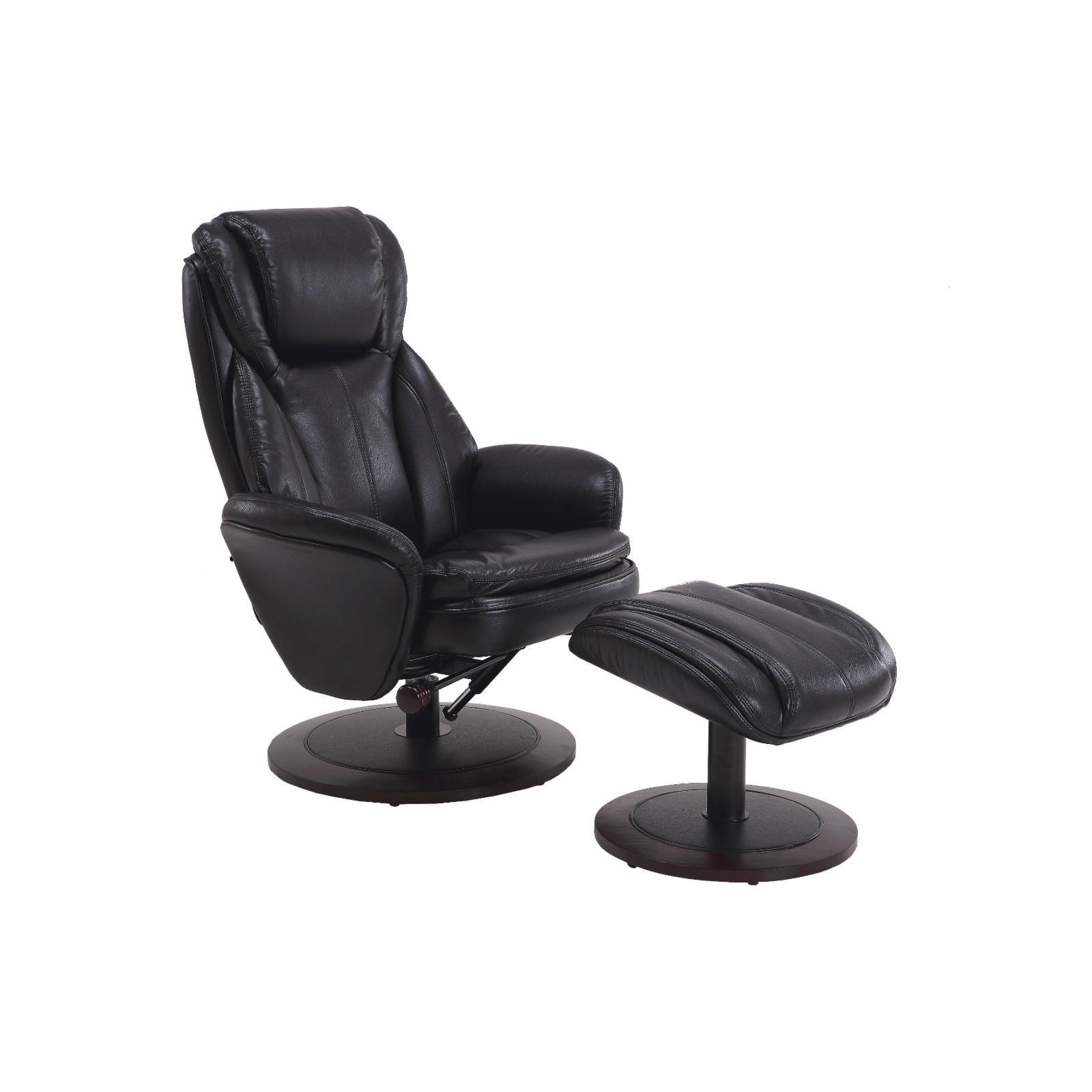 Relax-R Nova Faux Leather Recliner Chair and Ottoman in Black/Alpine Base