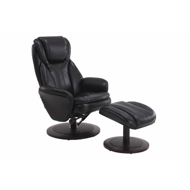 Relax-R Nova Faux Leather Recliner Chair and Ottoman in Black/Alpine Base
